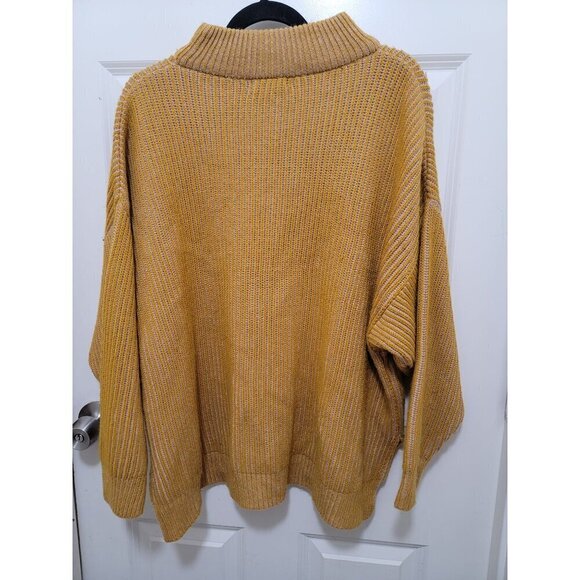 Topshop Mustard Yellow Ribbed Knit Poncho Sweater With Turtleneck Collar - Picture 4 of 11